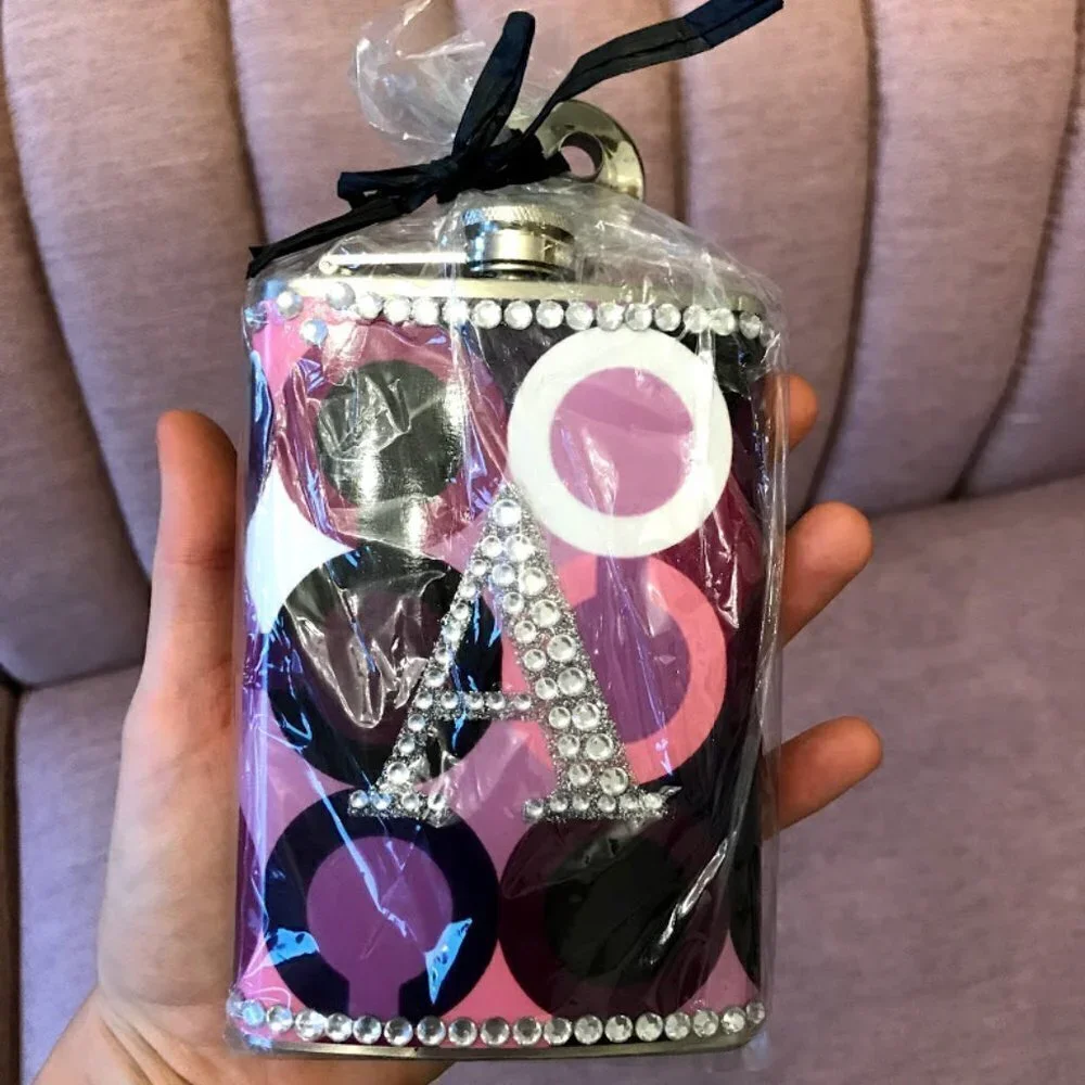 Customized Rhinestone Initial Flask Set - Picture 3 of 3